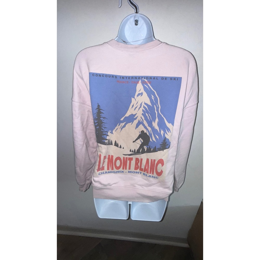 Wild Fable Kids Pink Le Mont‎ Blanc Chamonix Ski Graphic Sweatshirt XXS
